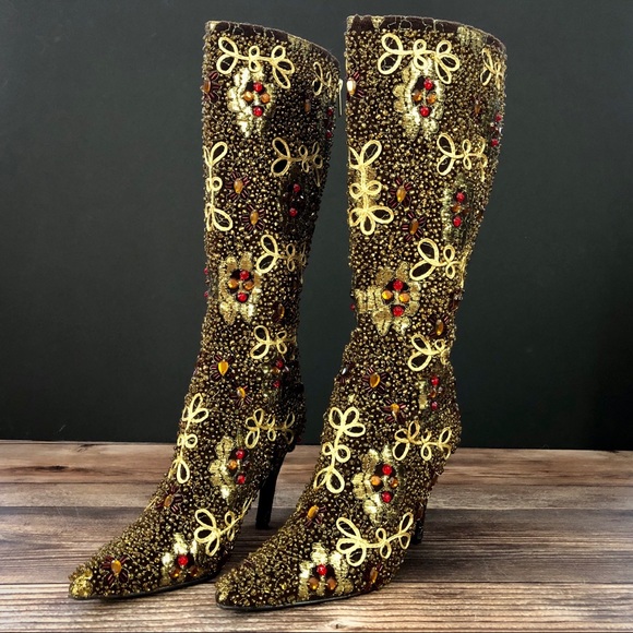 Vintage Colin Stuart Embroidered Beaded Boots - Picture 3 of 10